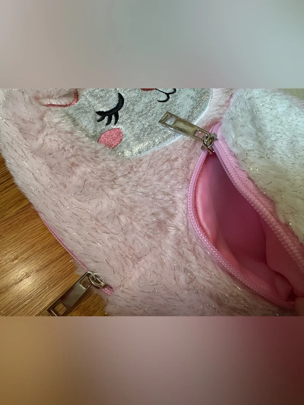 Toddler small backpack w zipper pic Pink Plush Animal Backpack with Bow